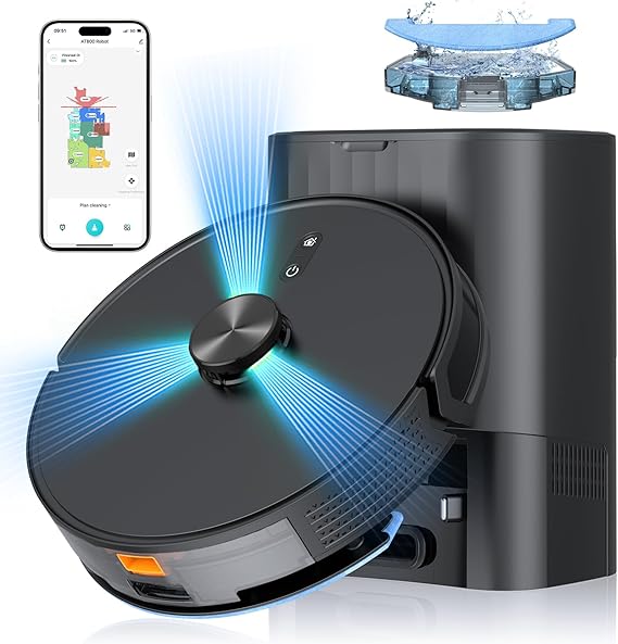 3-in-1 Robot Vacuum and Mop Combo, Self Emptying Station for 60 Days, Robotic Vacuum Cleaner with LiDAR Navigation & Max Strong 5000Pa Suction, 2.4G WiFi/Alexa/App Control, Self-Charging Base - Best Features