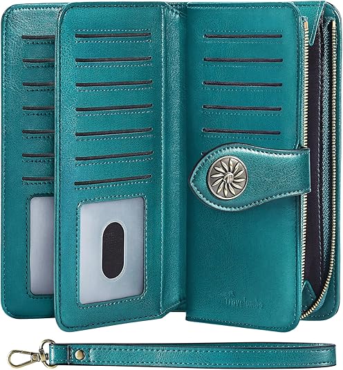 Travelambo Women's Wallet RFID Blocking Credit Card Holder Large Capacity Wristlet Leather Wallets Purse - Best Features