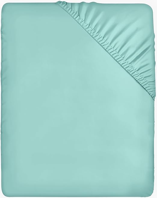 Utopia Bedding Fitted Sheet Double, Spa Blue - Deep Pocket 14 inch (35 cm) - Easy Care - Soft Brushed Microfibre Fabric - Shrinkage and Fade Resistant - Bottom Sheet - Best Features